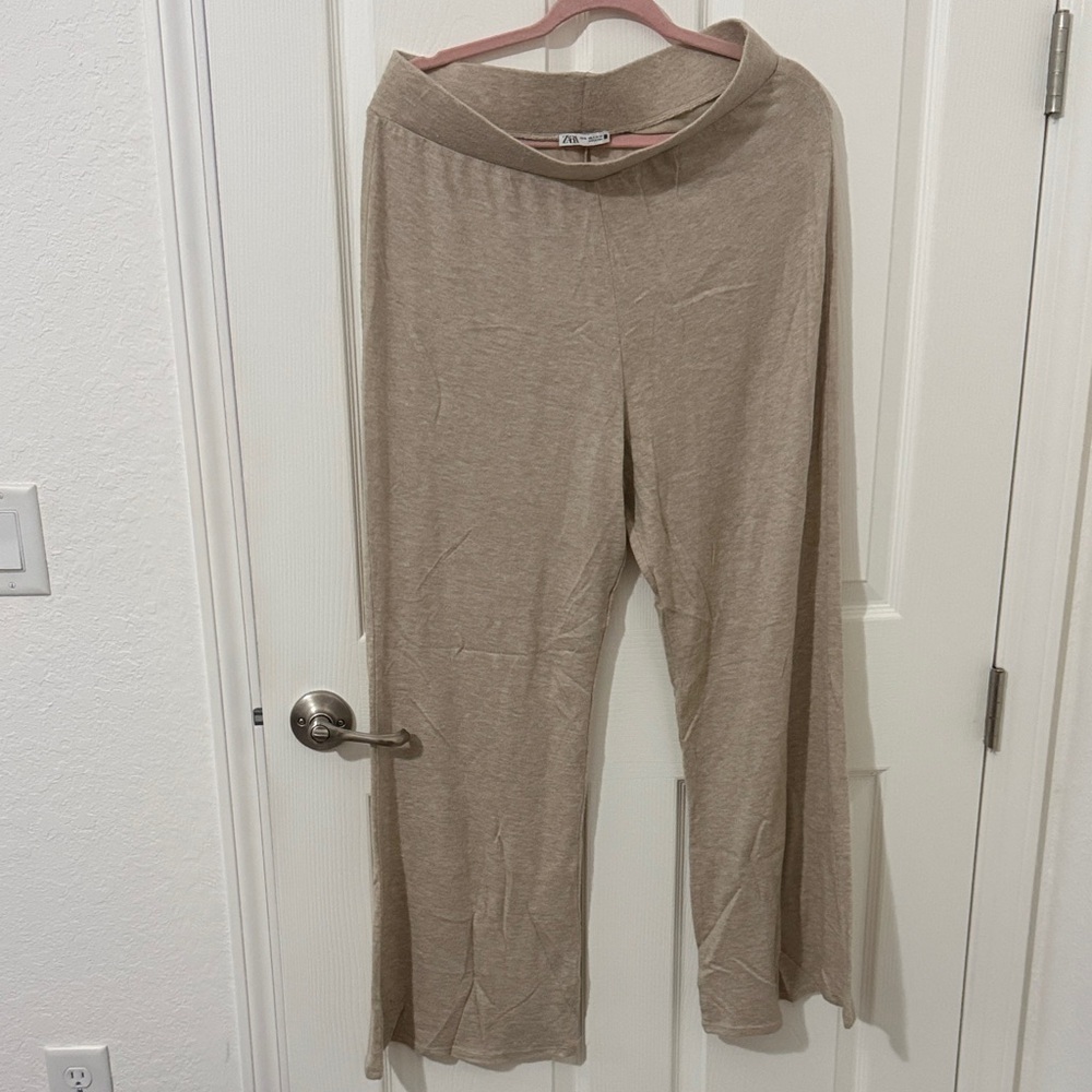 Zara Beige Wide-Leg Pants